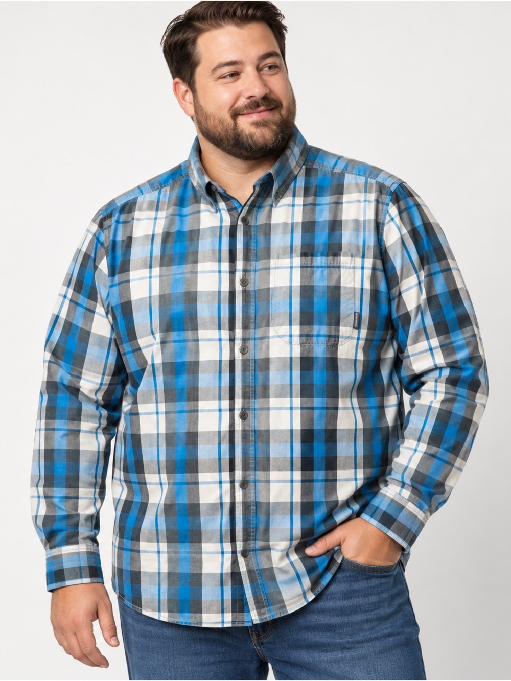 Columbia Button Down Shirt Mens XL Blue Plaid Long Sleeve